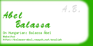 abel balassa business card